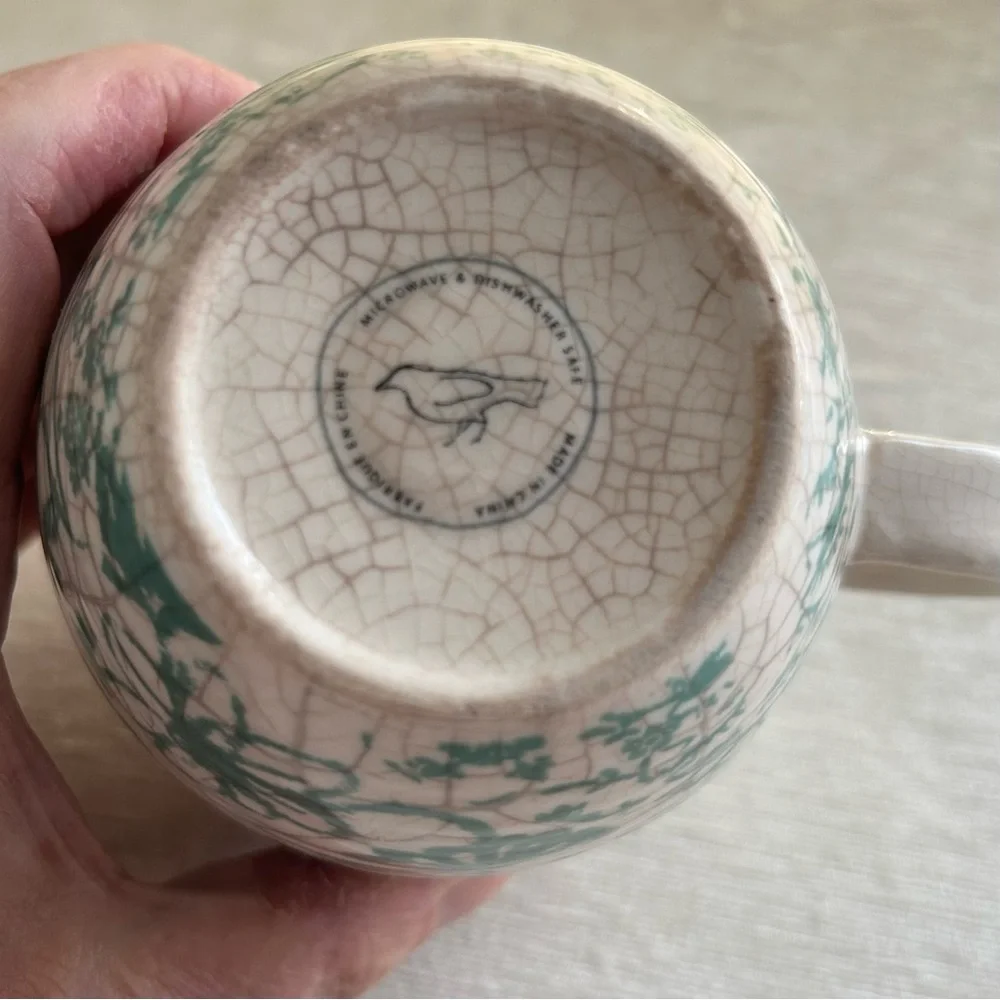 ANTHROPOLOGIE porcelain d floral handmade mug - Picture 4 of 6